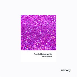 Hemway Purple Holographic 5 Size Glitter Mix 120g/4.2oz Fine Chunky Metallic Resin Craft Multi-Size Glitter Flake Sequin Shaker for Epoxy, Hair Face Body Eye Nail Art Festival, DIY Party Decorations