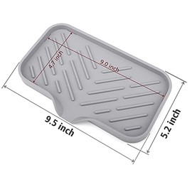 Anwenk - Bandeja de silicona para fregadero de cocina, bandeja de jabón, soporte de esponja con labio de drenaje integrado, bandeja organizadora de co