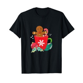 Gingerbread In Hot Cocoa Mug Christmas Holiday Fun Costume T-Shirt