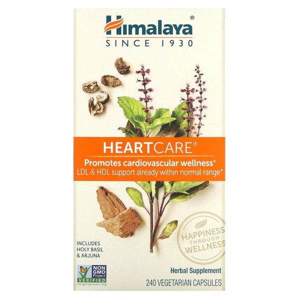 Himalaya HeartCare 240 Vegetarian Capsules Dairy-Free, Gluten-Free, GMP Quality
