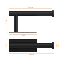 Ibergrif Ibergrif MK34052B - Selbstklebender Toilettenpapierhalter, klopapierhalter WC Ohne Bohren, Toilettenpapier Halterung, Edelstahl, Einheitsgr??e, Schwarz