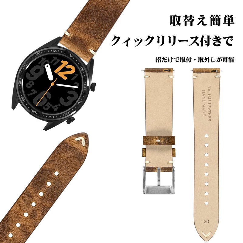 ANNEFIT Genuine Leather Watch Band, 0.7 inch (18 mm), 0.8