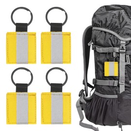 TIXIPEM Safety Reflector Pendants [4PCS] - Fabric Reflective Safety Keychain Gear Use for Backpack & Running & Cycling - [Golden-2.8IN/7CM] Double-Sided Reflective Tags
