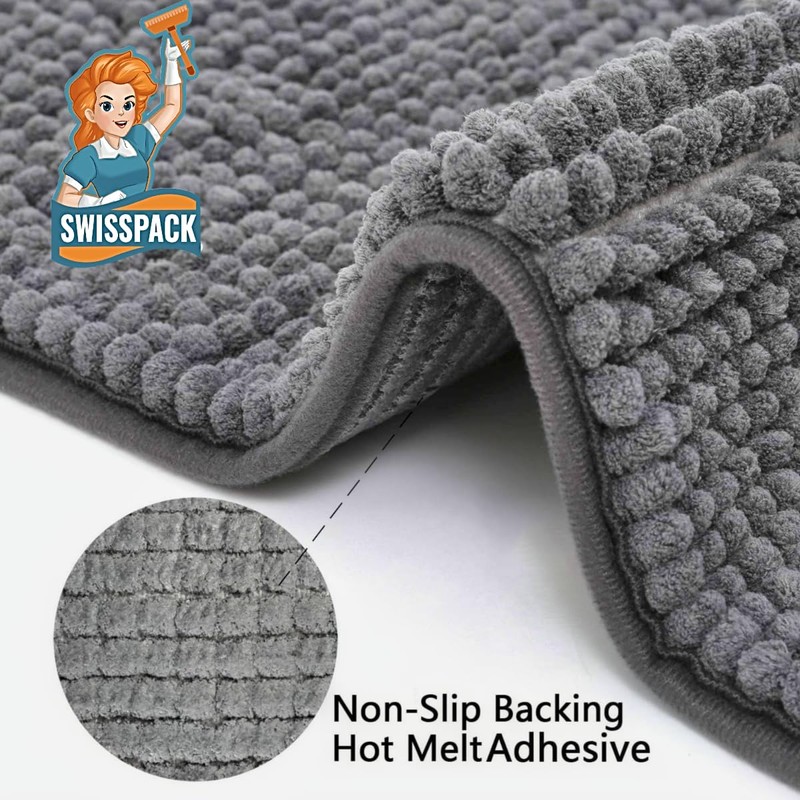 SWISSPACK 60X40/80x50 CMS Microfiber Bath Mat for Bathroom, Non-Slip Super