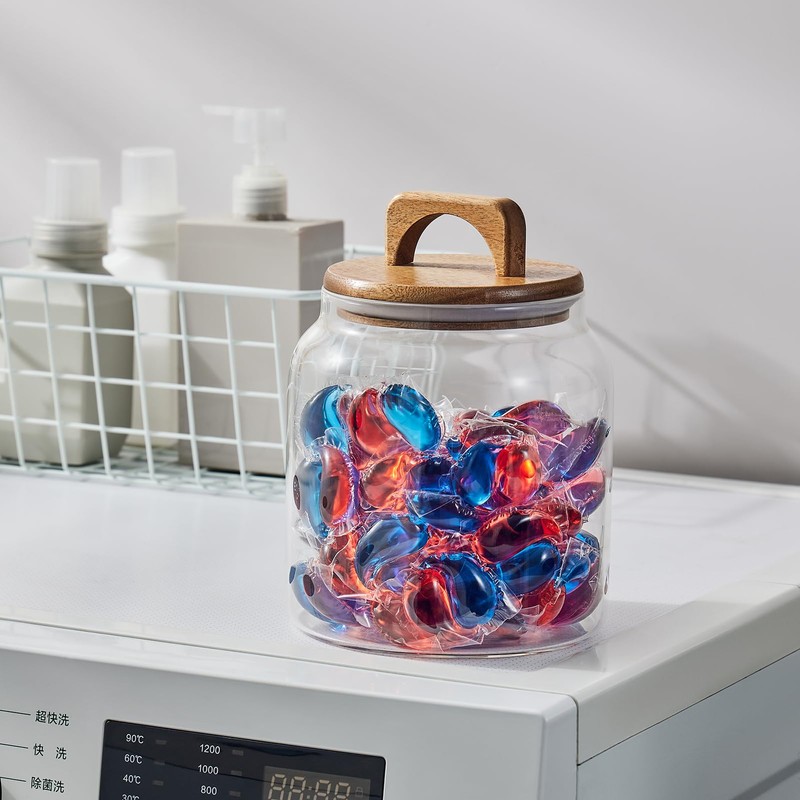 Sweejar Glass Jars for Laundry Room Organization, Half-Gallon Laundry Pods