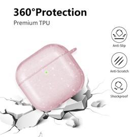 AIIEKZ Compatible with AirPods 4 Case Cover 2024, Soft TPU Case for AirPods 4th Generation with Cute Butterfly Keychain for Girls Women (Glitter Pink)