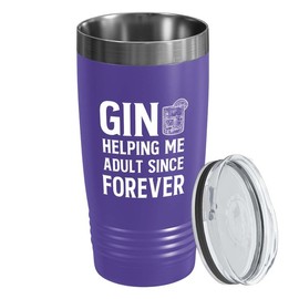 Gin Lover Purple Edition Viking Tumbler 20oz - Helping me adult - Bartender Drink Lover Colleagues Funnny Pub Bar Alcohol Lover Brew Humor Bachelor Party