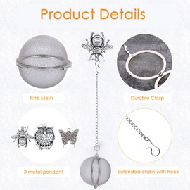 Tea Infusers for Loose Tea 3 Sets Tea Infuser Loose Leaf Tea Steeper Tea Stainless Steel Ball Mesh Tea Strainer Filters with Metal Pendant (Metal Animal)