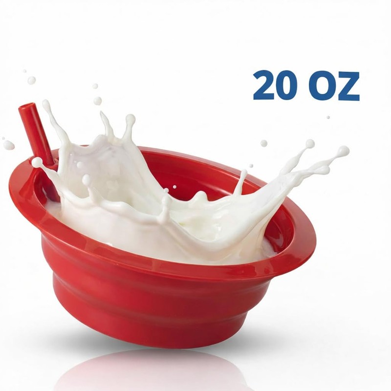JoyServe Cereal Bowls with Straws for Kids (Set of 18-20-Ounce)