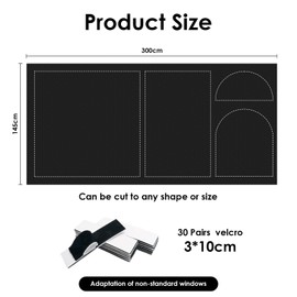 Temporary Blackout Blinds Portable Black Out Window Film, Drill Free 300 x 145cm Blackout Fabric, Cool Stuff for Bedroom Curtains Blackout Black Out Blinds Stick On