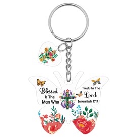 Christian Bible Keychain Religious Gifts for Women Inspirational Bible Verse Scripture Keychain Religious Confirmation Gifts for Teenager Boys Girls Encouragement Christian Keyring for Women Men