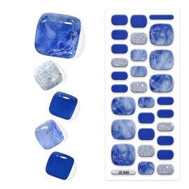 Semi Cured Gel Pedi Strips Glossy Gel Toenail Stickers Semi-Cured Gel Pedicure Strips Long Lasting Gel Pedicure Nail Wraps Sticker Salon Nails at Home Requires UV Light Pedicure Kit (Starry Sky Z040)