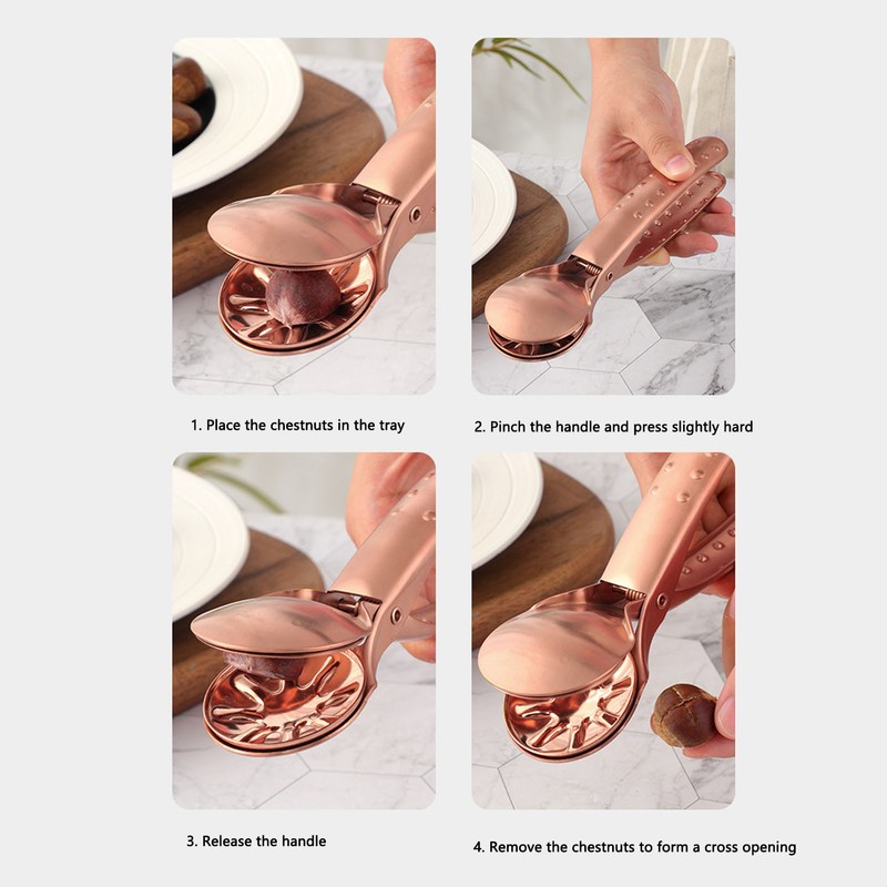 Stainless Steel Chestnut Cutter Tool Rose Gold Cross Shaped Comfortable