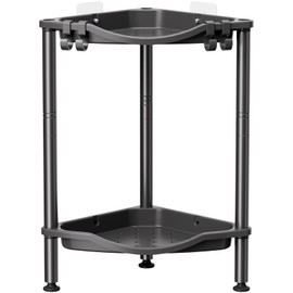Lifewit 5 Tier Floor Standing Shower Caddy Corner, Plastic Bathroom Organizer Shelf Rack for Storage Shampoo, Body Wash Care, Skincare, Black