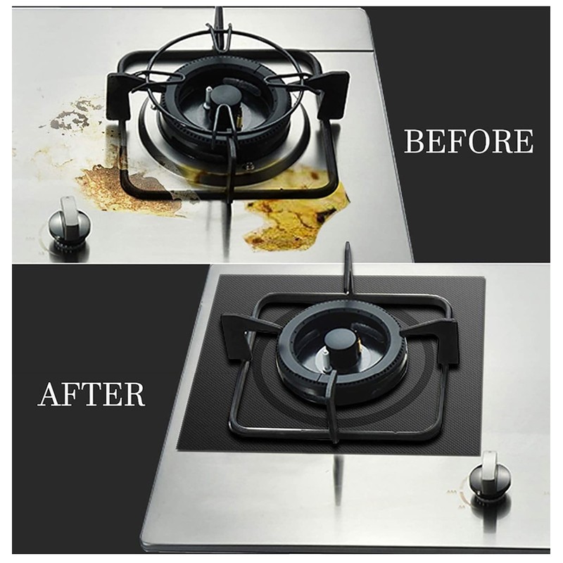WANGCL 4 Thickened 0.2mm Sheets Stove Burner Cover Reusable Non-Stick