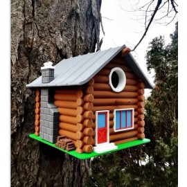 Unbranded Log Cabin Bird House, Garden Decor - 49.99