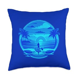 Enjoy SUP Stand Up Paddle Sport Surfboard Board Enjoy SUP Boat Sunset Stand Up Paddle Board Throw Pillow, 18x18, Multicolor