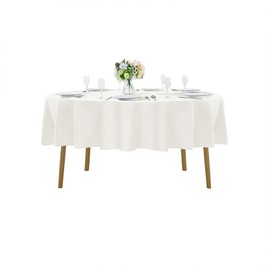120 inch Round Tablecloth Washable Polyester Table Cloth Decorative Table Cover for Wedding Party Dining Banquet（12 Pack 120 inch,Ivory）
