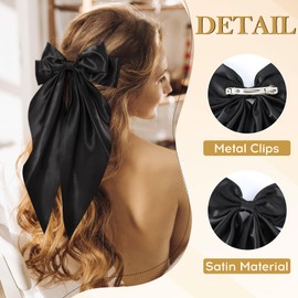 Hair Accessories - 3 Pcs Oversized Satin Hair Barrettes, Ribbon Bowknot Clips for Women Girls