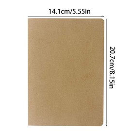 3 Pcs A5 Sketch Notebooks Blank Sketch Books Brown Kraft Cover Starter Sketchbook 80GSM Paper Sketch Pad for Travelers Journal