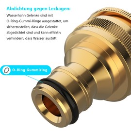 Tap Connectors - 2 Pieces, 1/2 Inch and 3/4 Inch BSP 2-in-1 Female Thread Tap Adapter, Connection for Taps with Thread, Garden Tap Connector