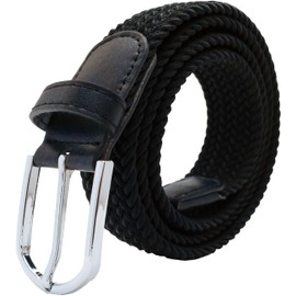 TIKAKU Men's Mesh Belt, Stretchable, Braid, Elastic Belt, Casual, Large Size, Total Length: 45.3 inches (115 cm), Black