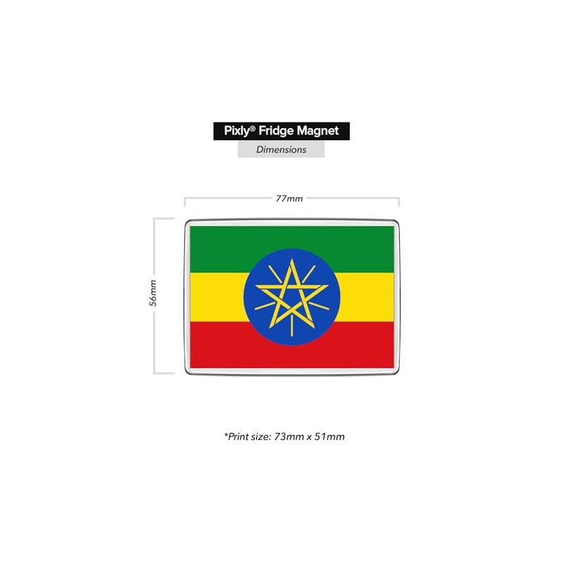 Pixly® Ethiopia Flag Fridge Magnet Large Jumbo Size Ethiopian Keepsake