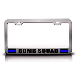 Custom Brother - Bomb Squad Police Cop Metal Ch Car SUV Truck License Plate Frame s8
