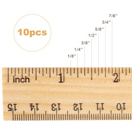 AIEX 10pcs Wooden Rulers with 2 Precise Scales, Single Printed Wooden Rulers Bulk for School Classroom Home Office Crafts, 15cm