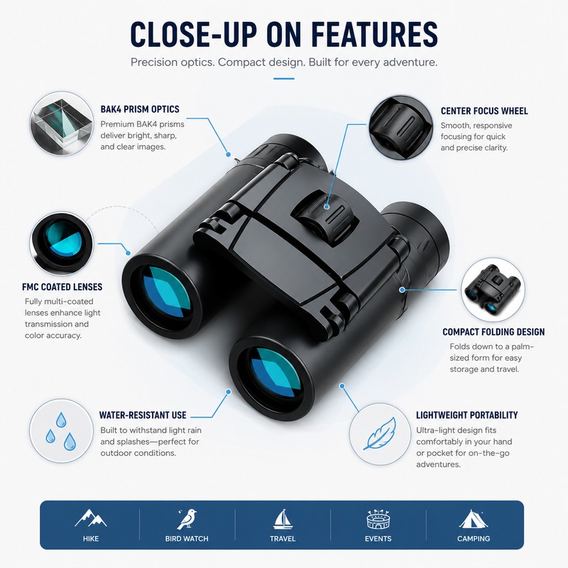 Compact Folding Binoculars for Outdoor Viewing – FMC Optics for