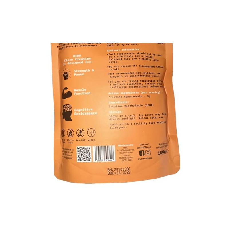 Hiro Clean Creatine Pure Micronised Creatine Monohydrate