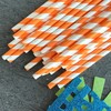 Stripe Paper Straws - Party Supply - Orange White -