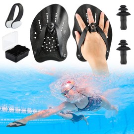 1 Pair Professional Hand Paddles, Swimming Hand Paddles for Swimming Training with Adjustable Straps, Strengthen Swimming Paddles, Easy to Assemble, Swimming Accessories for Men and Women