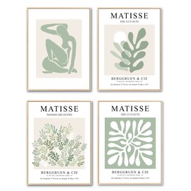 Sage Green Matisse Wall Art Prints, Abstract Matisse Wall Decor,Minimalist Women Body Line Pictures for Bedroom, Matisse Wall Art for Aesthetic Room Living Room, Gallery Wall Decor