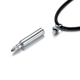 Men Cremation Necklace for Ashes - 925 Sterling Silver Bullet Cross Celtic Knot Keepsake Urn Pendant Ash Holder Jewelry Memorial Gift Unisex (Bullet)