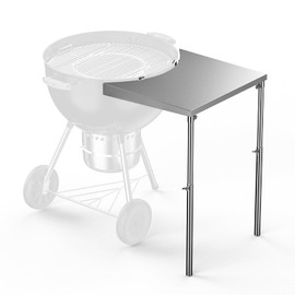 Charkettle Stainless Steel Kettle Grill Side Table/Shelf, Compatible with Weber 18"/22"/26" Grills, Charcoal Kettle Grill Accessories with Adjustable Height