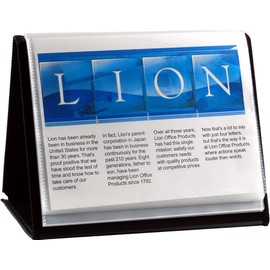 Lion Flip-N-Tell Display Book-N-Easel, Letter, 20 Double Sided Pocket, Horizontal, 1 Easel Display Book (39008-H)