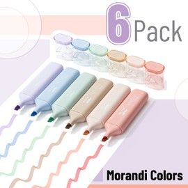 Mr. Pen- Highlighters Pastel Assorted Colors for Books, 6 Pack, Morandi Colors, Chisel Tip