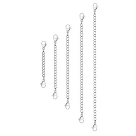 5Pcs Silver Stainless Steel Necklace Extender Chain Links Silver Lobster Necklace Extenders for Necklaces Bracelet Anklet Stainless Steel Chain Extenders for Jewelry Making (2in 3in 4in 5in 6in)