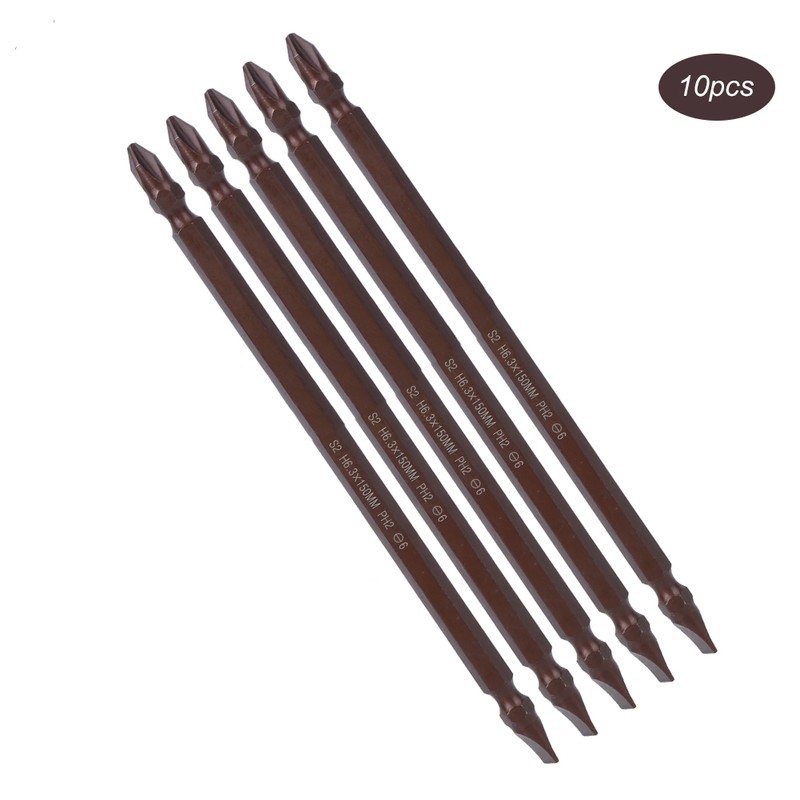 10Pcs Double End Screwdriver Bits H6.3 Magnetic CrossShaped Bit Long