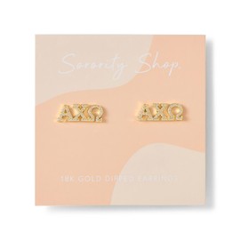 Sorority Shop Alpha Chi Omega Earrings — ACO 18K Gold Plated Sorority Gifts Earrings, Long-Lasting Alpha Chi Omega Gifts for Women