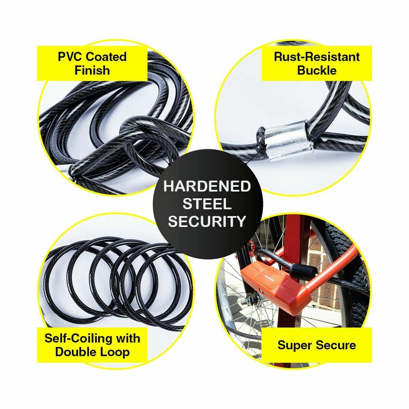 [2PCE] Handy Hardware Steel Security Cable, Heavy-Duty Theft Protection for