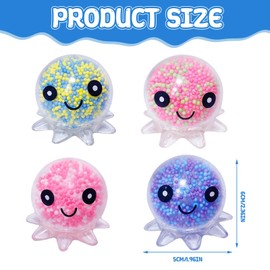 4 PCS Small Octopus Fidget Toy, Octopus Squishy Stress Balls, Sensory Stress Ball, Soft Foam Octopus Stress Ball, Non-Light Up Squishy Octopus Toy, Fidget Toy for Autism Focus and Relaxation