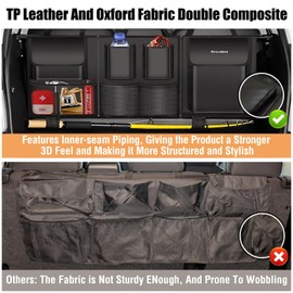 Trunk Organizer for SUV – Zippered 3-Section Design, Modular Storage with 7 Pockets, Upgraded TP Leather & 600D Oxford Cloth, Waterproof and Scratch-Resistant – Perfect for SUV, Pickup, MPV