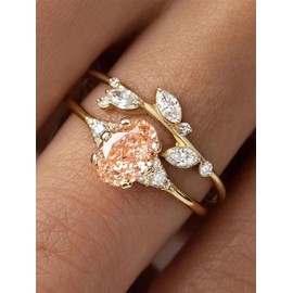 Fashion Rhinestone Decorated Ring Gift, Fashion Luxury Jewelry for Party, Daily Clothing Decor, Trendy All-match & Exquisite Jewelry for Birthday Gift - Color: Golden, Size: 6