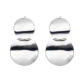 KaFu Light Weight Statement Danglers Vintage Earrings Geometric Round Curved Dangle Earrings For Women (Silver)