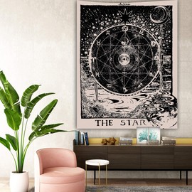 Unnosin Wall Hanging Tapestry Tarot Tapestry Astrology Constellation Tapestry Meditation Tapestry for Psychedelic Mystic Room Decoration 150 x 130 cm Star