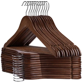 UINICOR Wooden Hangers - 20 Pack - Clothes Hanger for Daily Used,Heavy Duty Wood Hangers with Precisely Cut Notches,Coat Hanger for Closet, Clothes Hangers for Shirt Suit Dress (Walnut)
