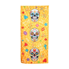 Puckator Day of the Dead Microfibre Beach Towel - Large Quick Drying Lightweight Thin Funny Mens Girls Beach Pool Holiday Towel Towels For Adults Womens - Vacation Accessories Essentials Family