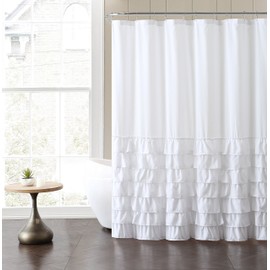 VCNY Home Melanie Ruffle Shower Curtain, 72x72, White